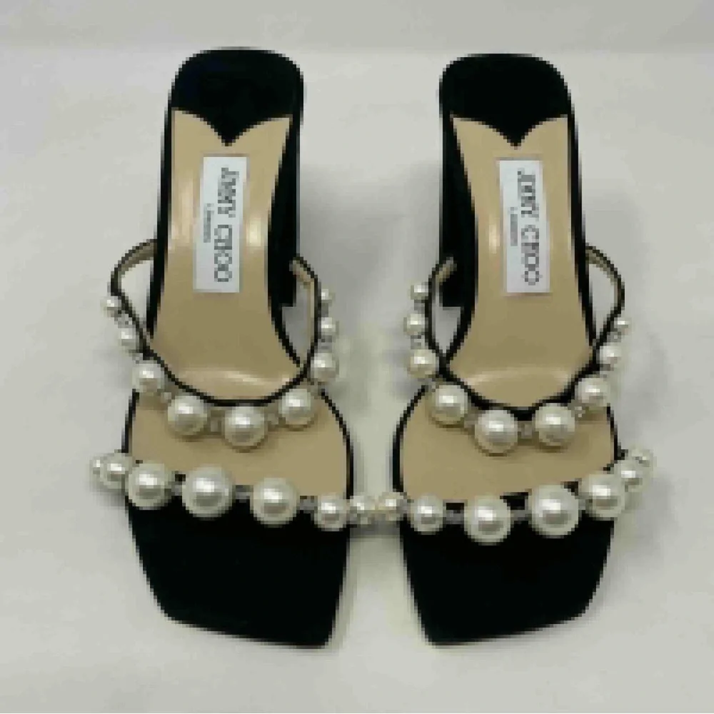 Jimmy Choo Amara 85mm Pearl Embellished Suede Heeled Sandals - NWT - Picture 6 of 16